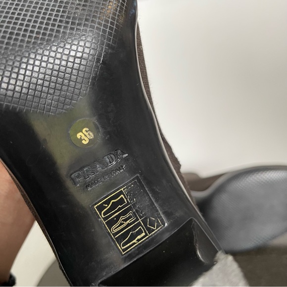 Prada Brown Nylon Spellout Logo Heeled Ankle Boots - Picture 14 of 16